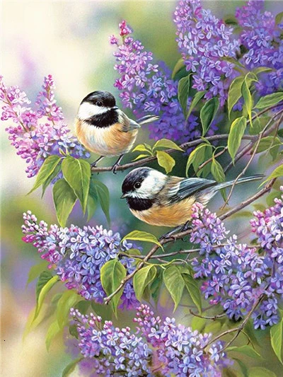 Chickadees in the Lilacs
