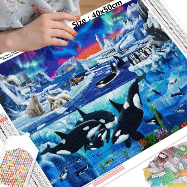 HUACAN Diamond Painting Kit – Arctic Penguin Kit Pintura con Diamantes HUACAN – Pingüino Ártico – foto 2