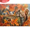 HUACAN Diamond Painting Kit – Autumn Squirrel Kit Pintura com Diamantes HUACAN – Esquilo de Outono