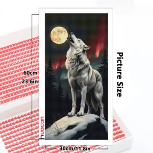 HUACAN Diamond Painting Kit – Moon Mountain Wolf – photo 2