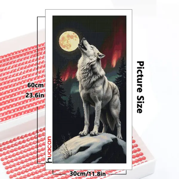 HUACAN Diamond Painting Kit – Moon Mountain Wolf HUACAN Diamond Painting Kit – Moon Mountain Wolf – photo 2