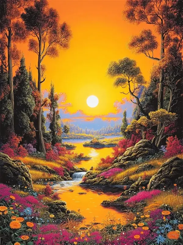Golden Sunset River