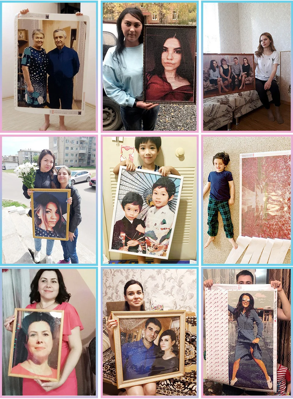 Real customers with their personalized photo painting