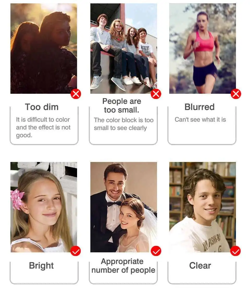 Photo tips: choose a bright, clear photo with an appropriate number of people