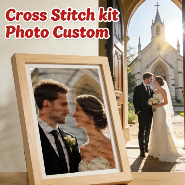 HUACAN Personal Photo Cross Stitch Kit – Handmade Needlework Set