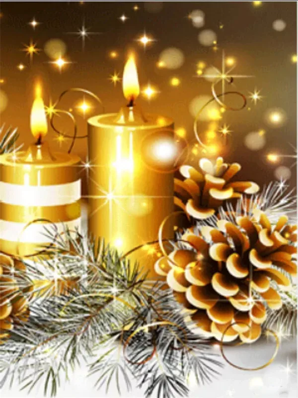 Golden Candles & Pinecone