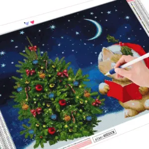 HUACAN Diamond Painting Kit – Christmas Caroling Cat – photo 2