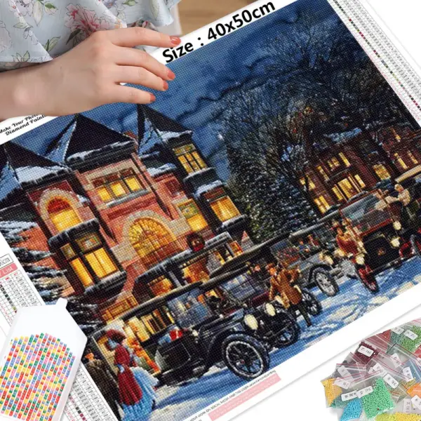 HUACAN Vintage Christmas Village Diamond Painting Kit HUACAN Vintage Christmas Village Diamond Painting Kit – photo 5