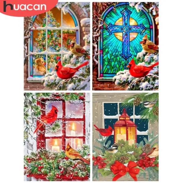 HUACAN Christmas Cardinal Diamond Painting Kit