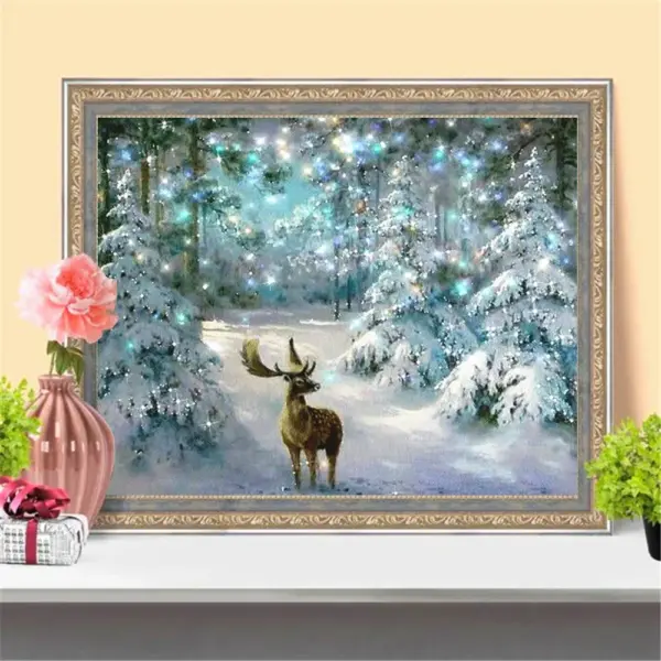 HUACAN Diamond Painting Kit – Snowy Forest Deer HUACAN Diamond Painting Kit – Snowy Forest Deer – photo 3