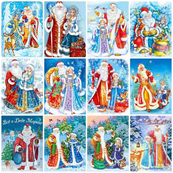 HUACAN Father Frost & Snow Maiden Diamond Painting Kit HUACAN Father Frost & Snow Maiden Diamond Painting Kit
