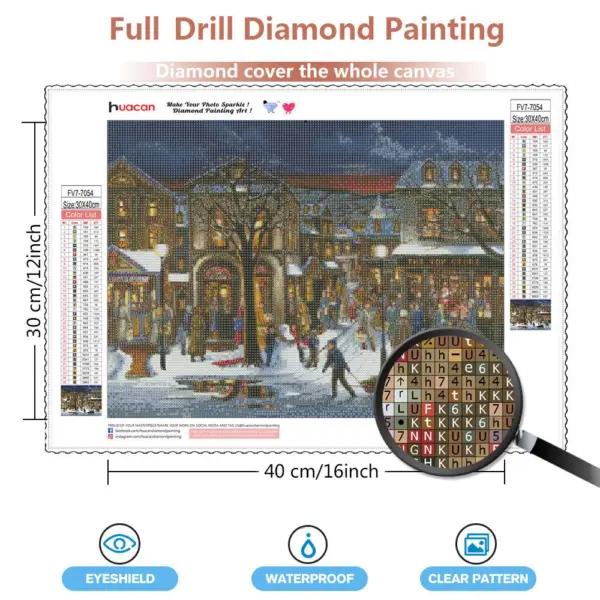 HUACAN Vintage Christmas Village Diamond Painting Kit HUACAN Vintage Christmas Village Diamond Painting Kit – photo 3