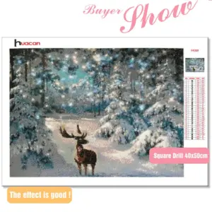 HUACAN Diamond Painting Kit – Snowy Forest Deer – photo 2