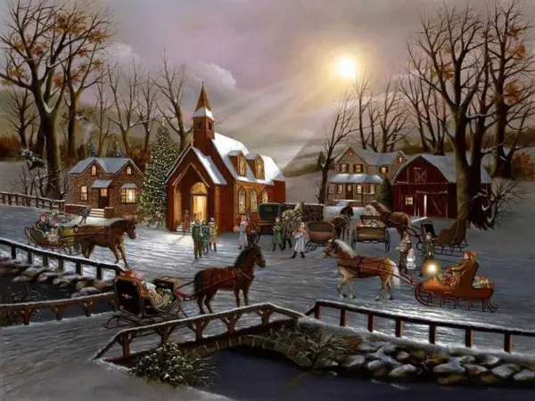 HUACAN Vintage Christmas Village Diamond Painting Kit – photo 2