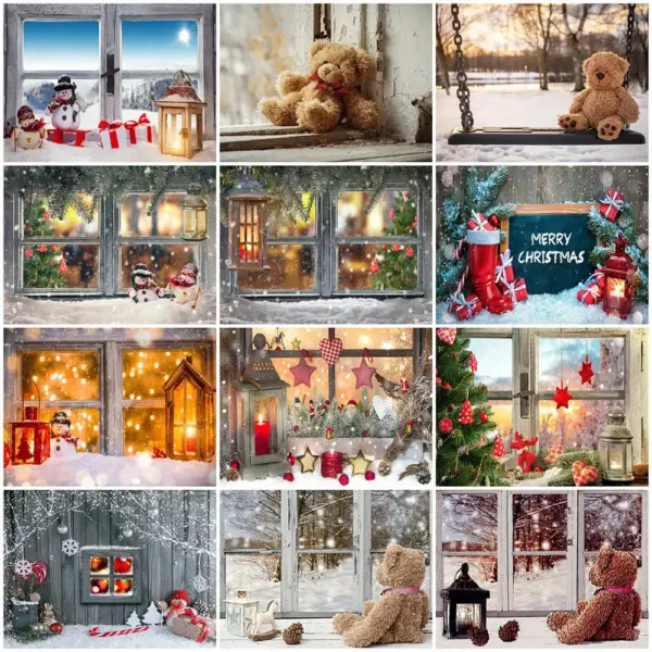 HUACAN Christmas Bear & Window Diamond Painting Kit HUACAN Christmas Bear & Window Diamond Painting Kit