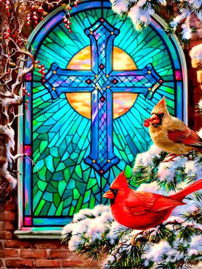 Stained Glass Cardinal