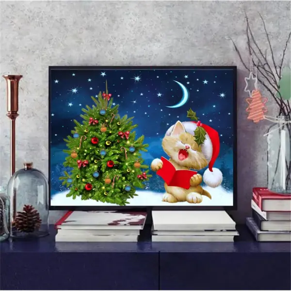 HUACAN Diamond Painting Kit – Christmas Caroling Cat – photo 3