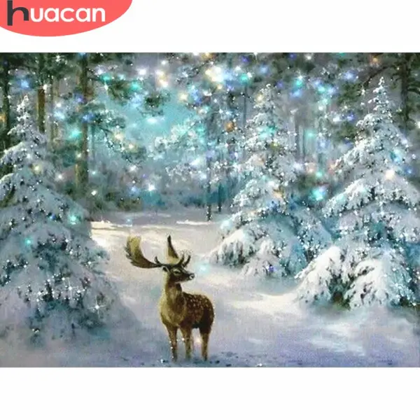 HUACAN Diamond Painting Kit – Snowy Forest Deer HUACAN Diamond Painting Kit – Snowy Forest Deer