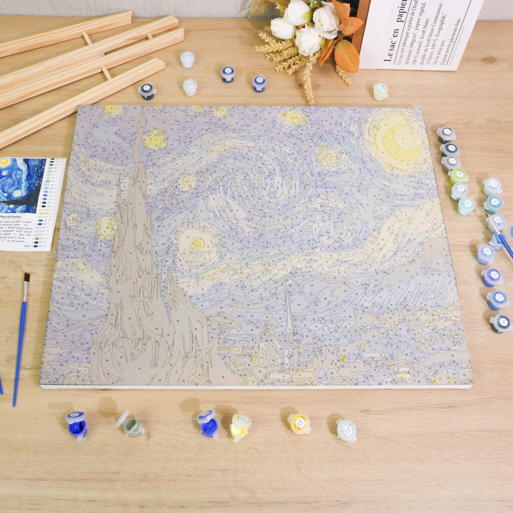 Tela de pintura por números ainda sem pintar, com o mapa de símbolos impresso