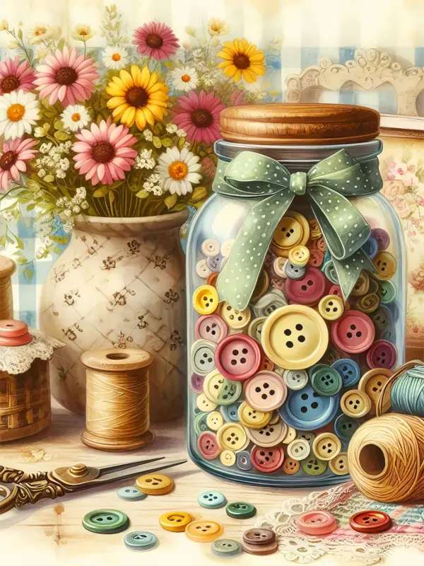 HUACAN Diamond Painting Kit – Buttons in a Jar – photo 2