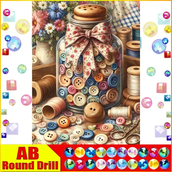 Diamond Painting Kit – Buttons in a Jar XL, AB & Fairy Dust – photo 2