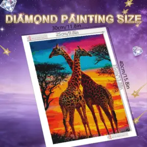 HUACAN Diamond Painting Kit – Giraffes at Sunset – photo 2