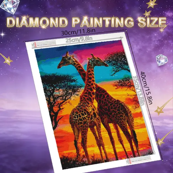 HUACAN Diamond Painting Kit – Giraffes at Sunset HUACAN Diamond Painting Kit – Giraffes at Sunset – photo 2
