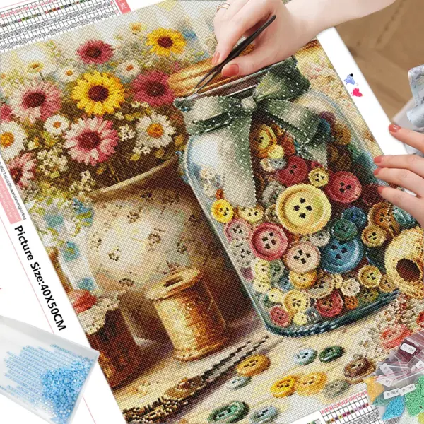 HUACAN Diamond Painting Kit – Buttons in a Jar – photo 3
