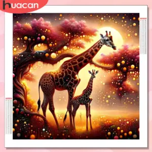 HUACAN Diamond Painting Kit – Mystic Giraffe Glow