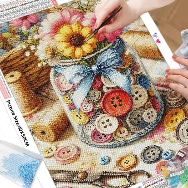 HUACAN Diamond Painting Kit – Buttons in a Jar – photo 4
