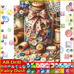 Diamond Painting Kit – Buttons in a Jar XL, AB & Fairy Dust